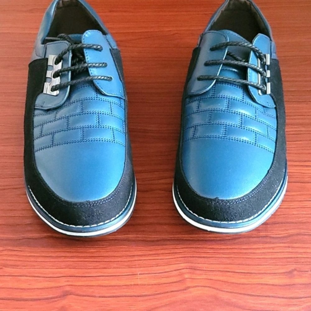 Blue suede leather lace up shoes